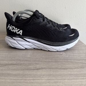 Hoka One One Clifton 8 Womens Running Walking Athletic Shoes Black Size 10B